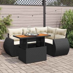 Garden Sofa Set Black PE rattan 6 Seater Outdoor Sofa Set
