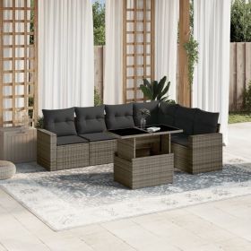 Garden Sofa Set Grey, Dark grey PE rattan Large Modular