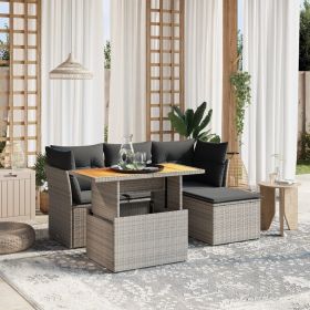 Garden Sofa Set Gray PE rattan Medium Removable Covers