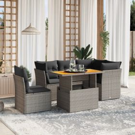Garden Sofa Set Grey with dark grey cushions