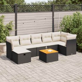 Garden Sofa Set Black PE Rattan Large Adjustable Armrests