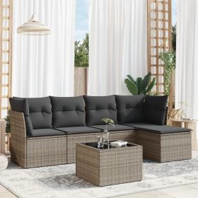 Garden Sofa Set Gray PE rattan Large Adjustable Armrests
