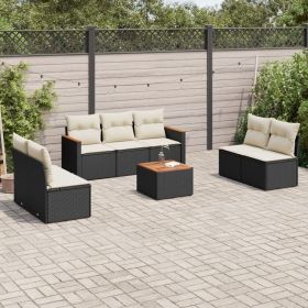 Outdoor Sofa Set Black PE Rattan 8 Piece Set Modular