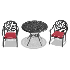 (Cushions In Random Colors)3-Piece Set Of Cast Aluminum Patio Furniture With Cushions