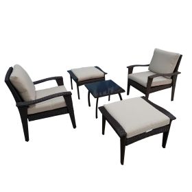 Outdoor Patio Lounge Chairs Rattan Wicker Patio Chaise Lounges Chair Patio Lounger Furniture with 5-Level Adjustable Backrest & Removable Cushion