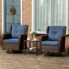 Outsunny Rocking Retreat: Dark Blue Bistro Set with 360Â°Swivel & Rocking Function