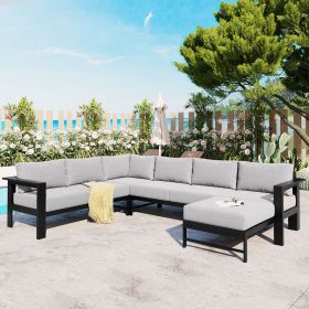U-shaped multi-person outdoor sofa set, suitable for gardens, backyards, and balconies. (Color: as Pic)